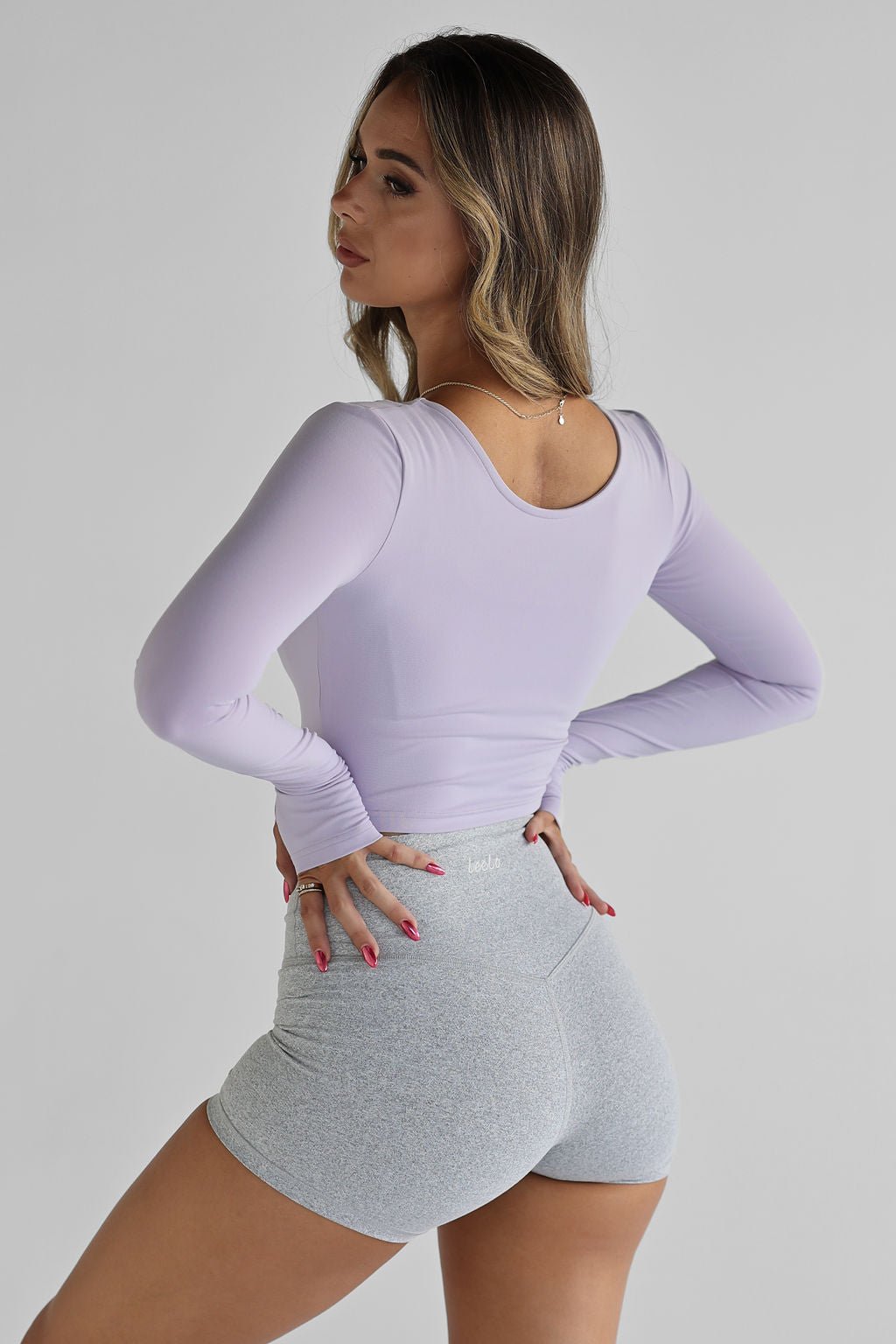 Scoop Neck Long Sleeve Crop - Lilac (SHIPPING FROM 9/06) - LEELO ACTIVE