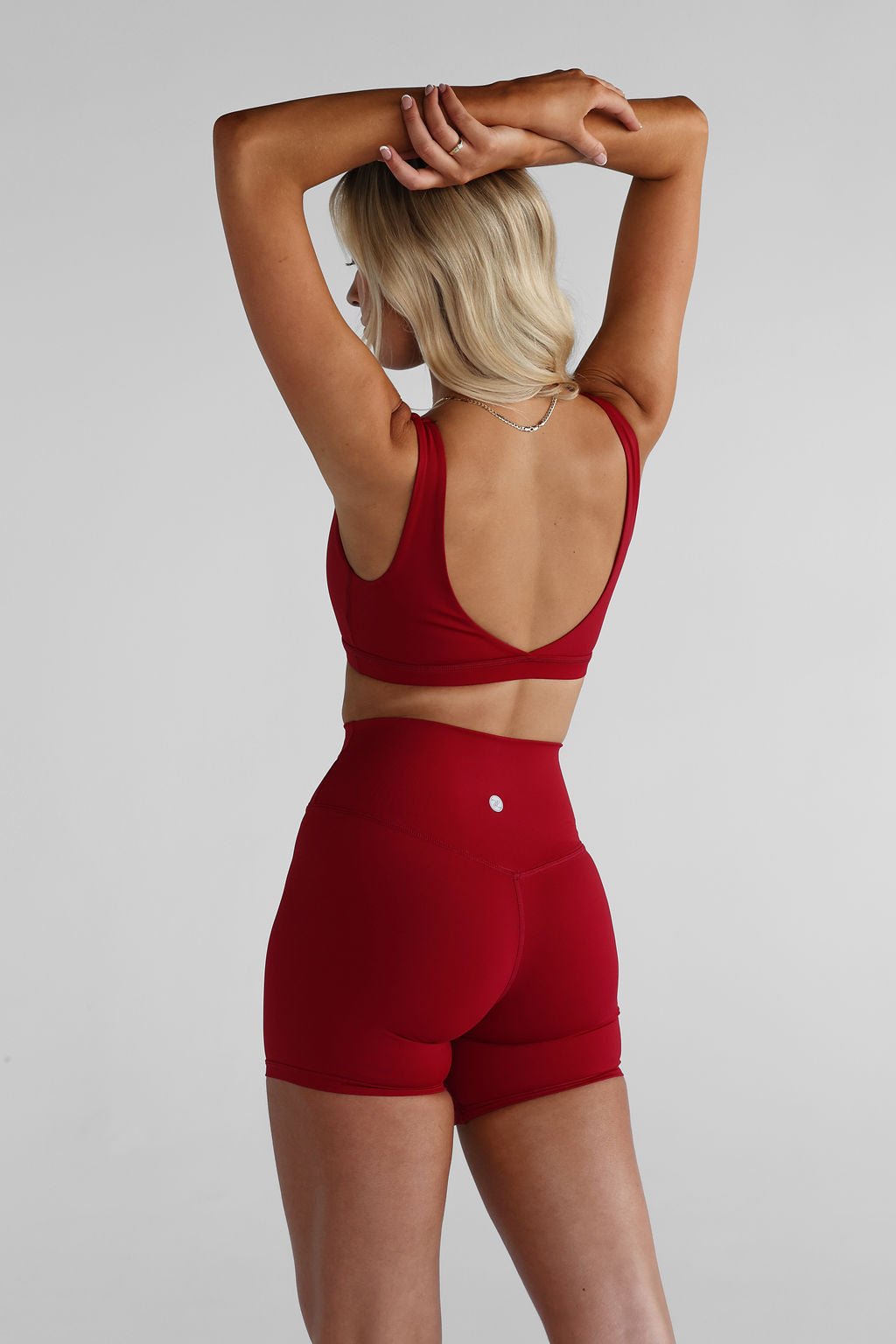 High Waisted Compression Shorts - Cherry