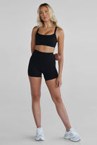 SCULPT Cross Back Crop - Black - LEELO ACTIVE