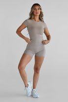 SCULPT Fitted Tee - Latte SHIPPING FROM 3/11 - LEELO ACTIVE