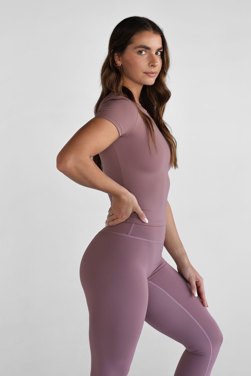 SCULPT Fitted Tee - Mauve - LEELO ACTIVE