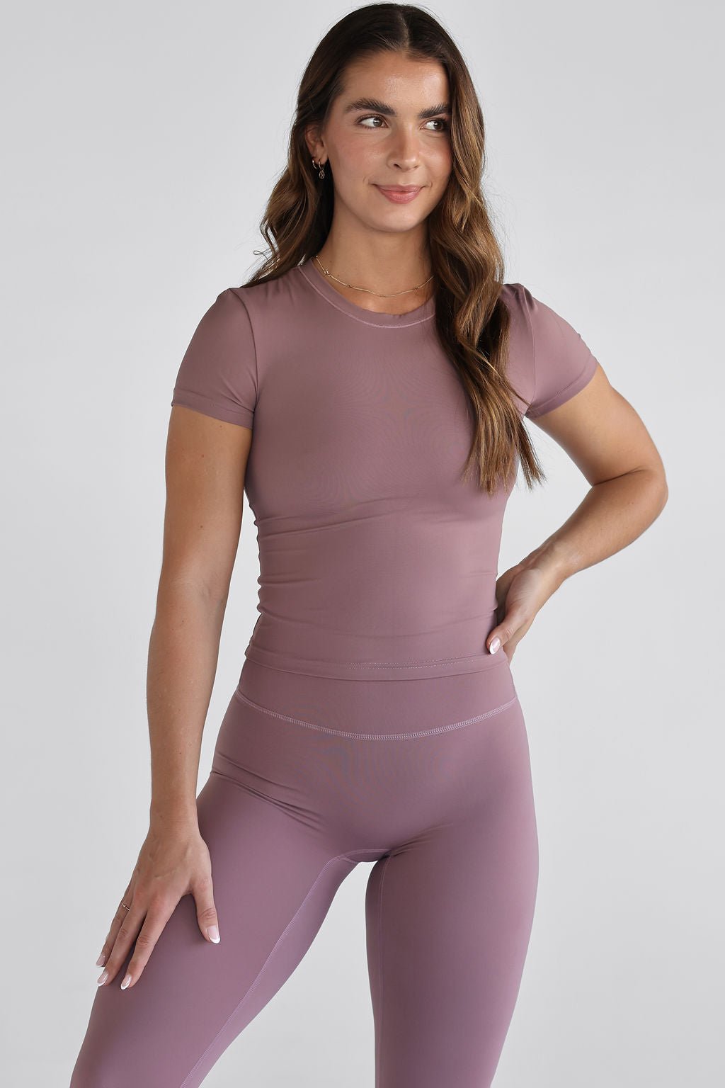 SCULPT Fitted Tee - Mauve - LEELO ACTIVE