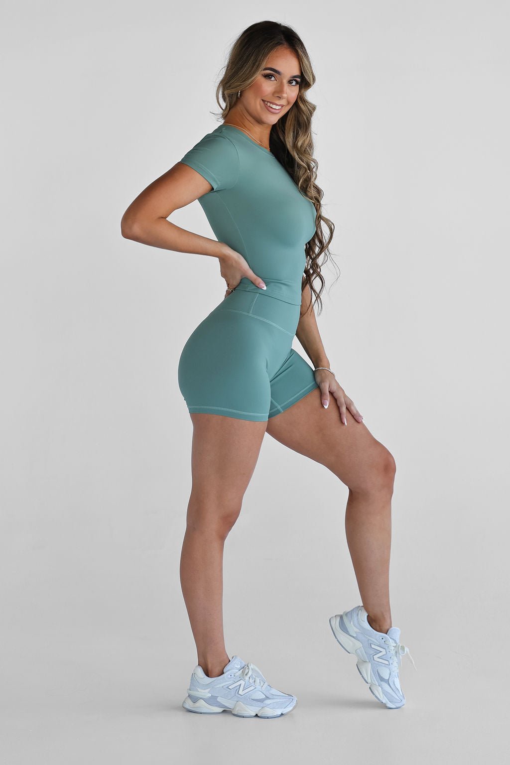 SCULPT Fitted Tee - Sage SHIPPING FROM 3/11 - LEELO ACTIVE