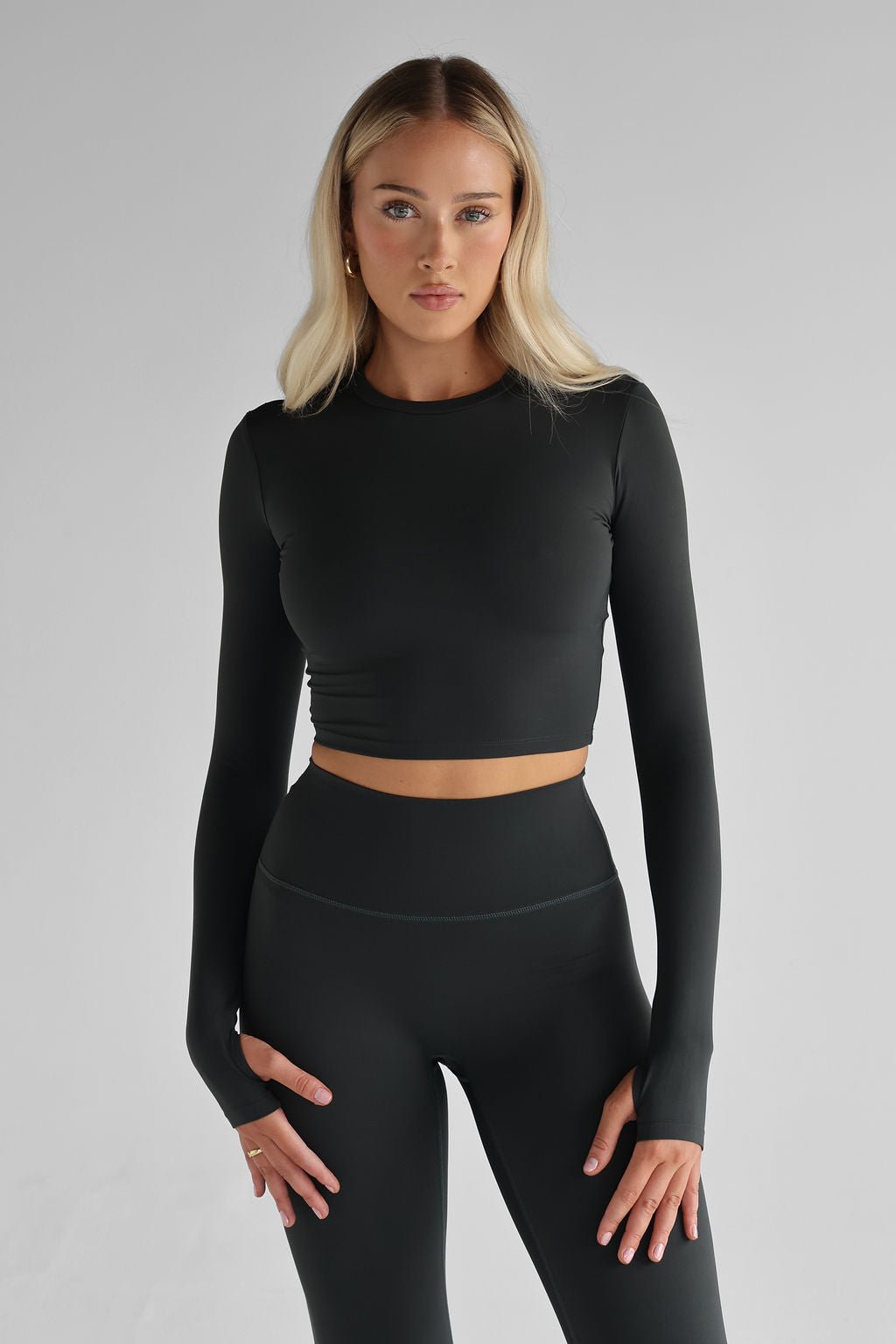 SCULPT Long Sleeve Crop - Deep Forrest - LEELO ACTIVE