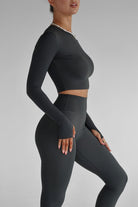 SCULPT Long Sleeve Crop - Deep Forrest - LEELO ACTIVE