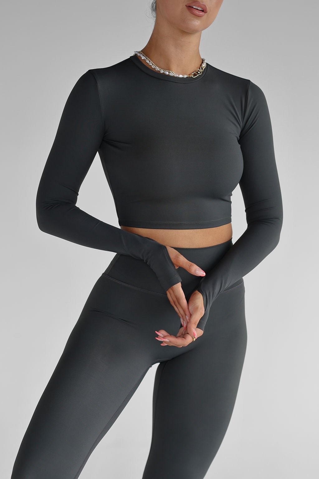 SCULPT Long Sleeve Crop - Deep Forrest - LEELO ACTIVE