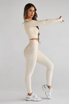 SCULPT Long Sleeve Crop - French Vanilla (AVAILABLE 13/08) - LEELO ACTIVE