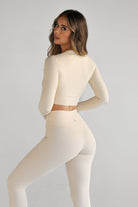 SCULPT Long Sleeve Crop - French Vanilla (AVAILABLE 13/08) - LEELO ACTIVE