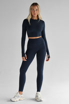 SCULPT Long Sleeve Crop - Navy - LEELO ACTIVE