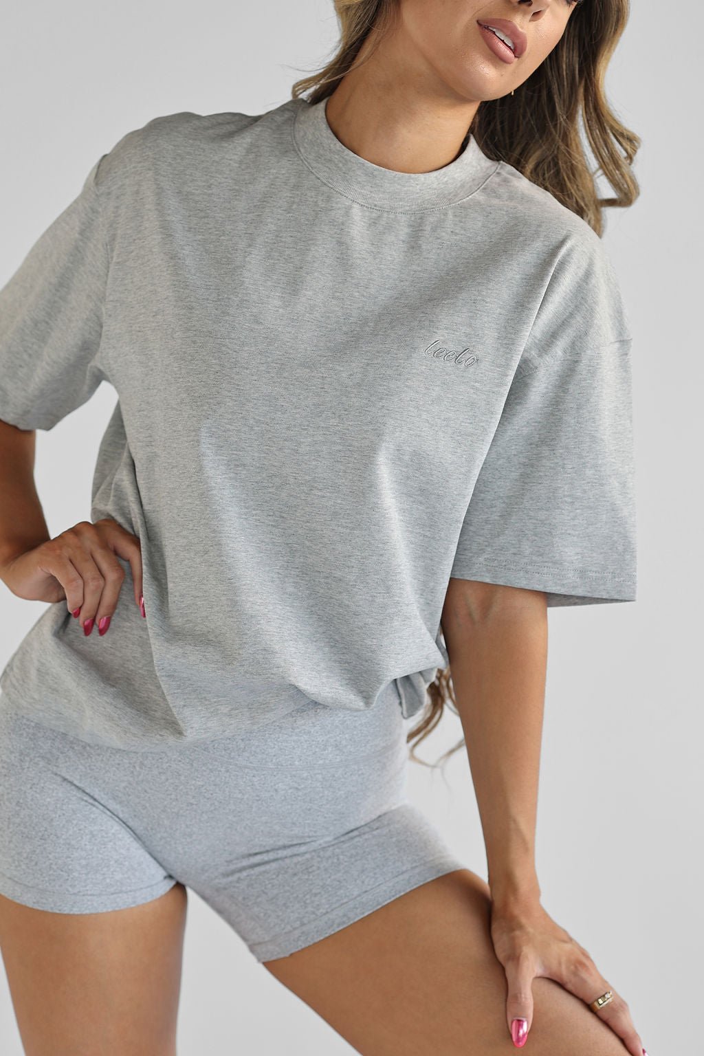 Signature Boyfriend Tee - Heather Grey - LEELO ACTIVE