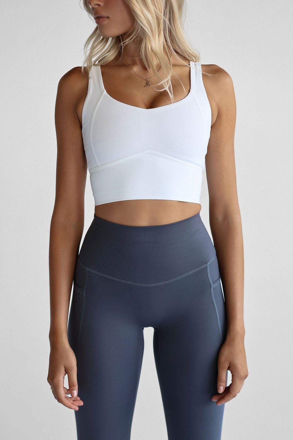 White Luxe Longline Crop - LEELO ACTIVE